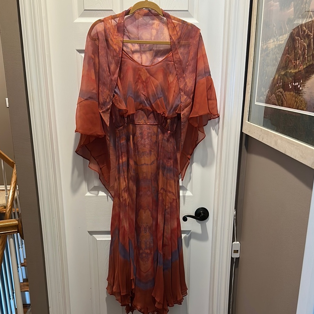 Flowy Tie-Dye Dress with Sheer Overlay